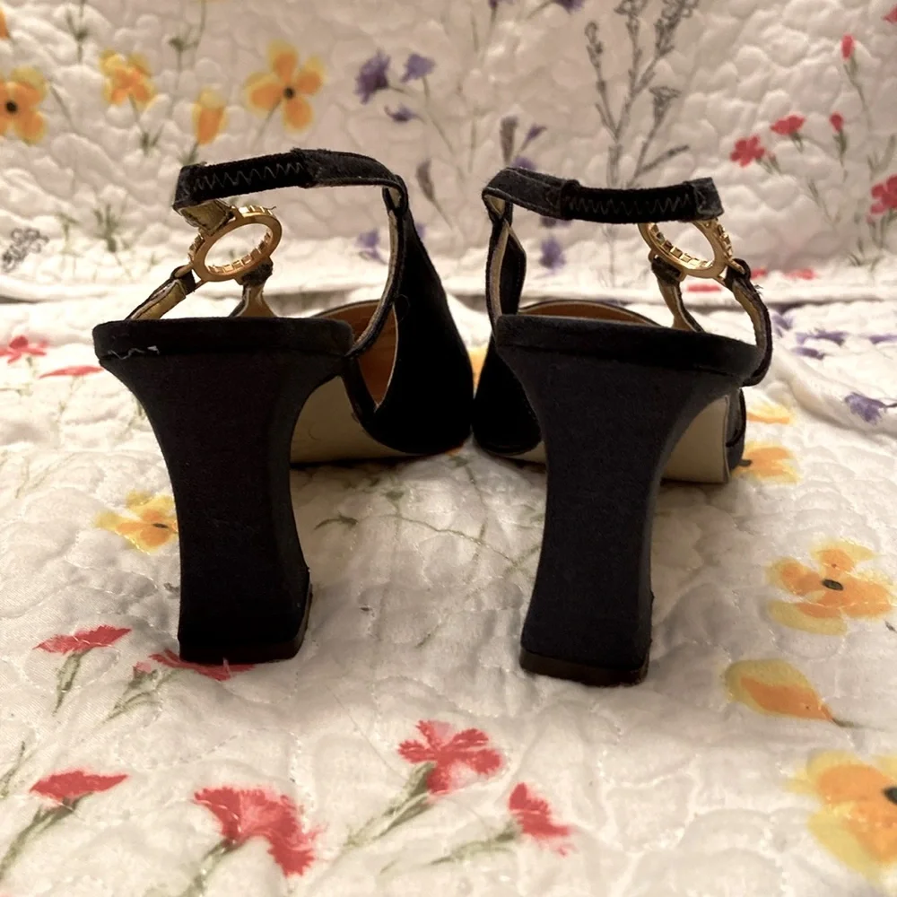 Dolce Gold by Pierre Heels Rhinestones Orlando Black Ankle Strap Elegant WM SZ 8